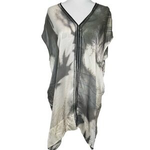 BIYA Johnny Was Silk‎ Tunic Gray Watercolor Size S